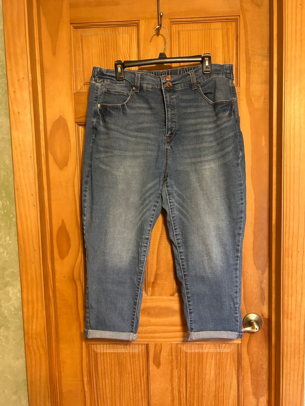 Terra & Sky Dark  Blue Denim Cropped Jeans Size 1X(16W-18W) Inseam 23”